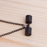 QIBEI  Tricolor Titanium Stainless Steel  Dumbbell Gym Fitness Barbell Pendant Necklaces For Men Sport Jewelry