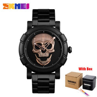 SKMEI Skull Watch Men Watches Luxury Brand Quartz Watch Sport Waterproof Stainless Steel Male Wristatch Reloj Militar Clock 9178