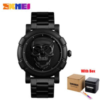 SKMEI Skull Watch Men Watches Luxury Brand Quartz Watch Sport Waterproof Stainless Steel Male Wristatch Reloj Militar Clock 9178
