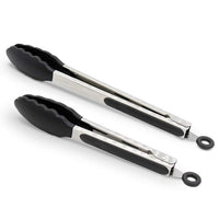 LMETJMA Premium Kitchen Tongs Silicone Cooking Tongs 9 12 inch BPA Free Non-Stick BBQ Cooking Grilling Locking Food Tongs KC0253