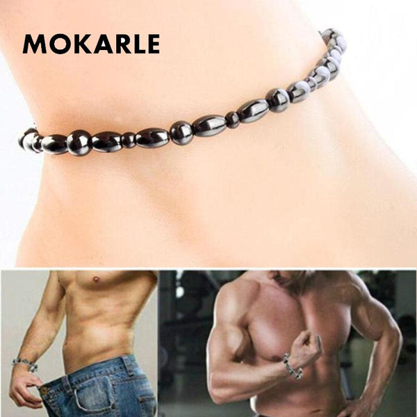 Black Anklet Slimming Bracelet For Weight Loss Gallstone Hematite Chain Stimulating Acupoints Anti-Cellulite Magnetic Therapy