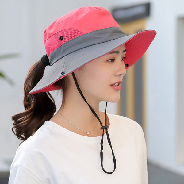LAFEITE Safari Sun Hats For Women Summer Wide Brim UV UPF Ponytail Outdoor Hunting Fishing Hiking Hat Women 2019