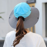 LAFEITE Safari Sun Hats For Women Summer Wide Brim UV UPF Ponytail Outdoor Hunting Fishing Hiking Hat Women 2019