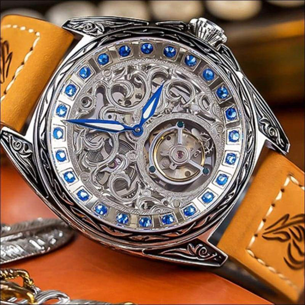 Sapphire Diamond Crystal Skeleton Tourbillon Wrist Watch
