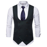 Riinr 2019 Spring Autumn Man's Vest Vintage Waistcoat Men Suit Vest U shaped Collar Houndstooth Men's Casual Vest Male Clothing