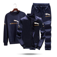 2019 New Men Sets Fashion Autumn Spring Sporting Suit Sweatshirt +Sweatpants Mens Clothing 3 Pieces Sets Slim Tracksuit