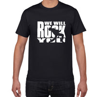 Glitter Rock Band Queen T Shirt Men Cool streetwear Pop rock T-shirt men Summer 100% Cotton Heavy Rock Tops tees men clothing