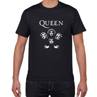 Glitter Rock Band Queen T Shirt Men Cool streetwear Pop rock T-shirt men Summer 100% Cotton Heavy Rock Tops tees men clothing