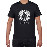 Glitter Rock Band Queen T Shirt Men Cool streetwear Pop rock T-shirt men Summer 100% Cotton Heavy Rock Tops tees men clothing